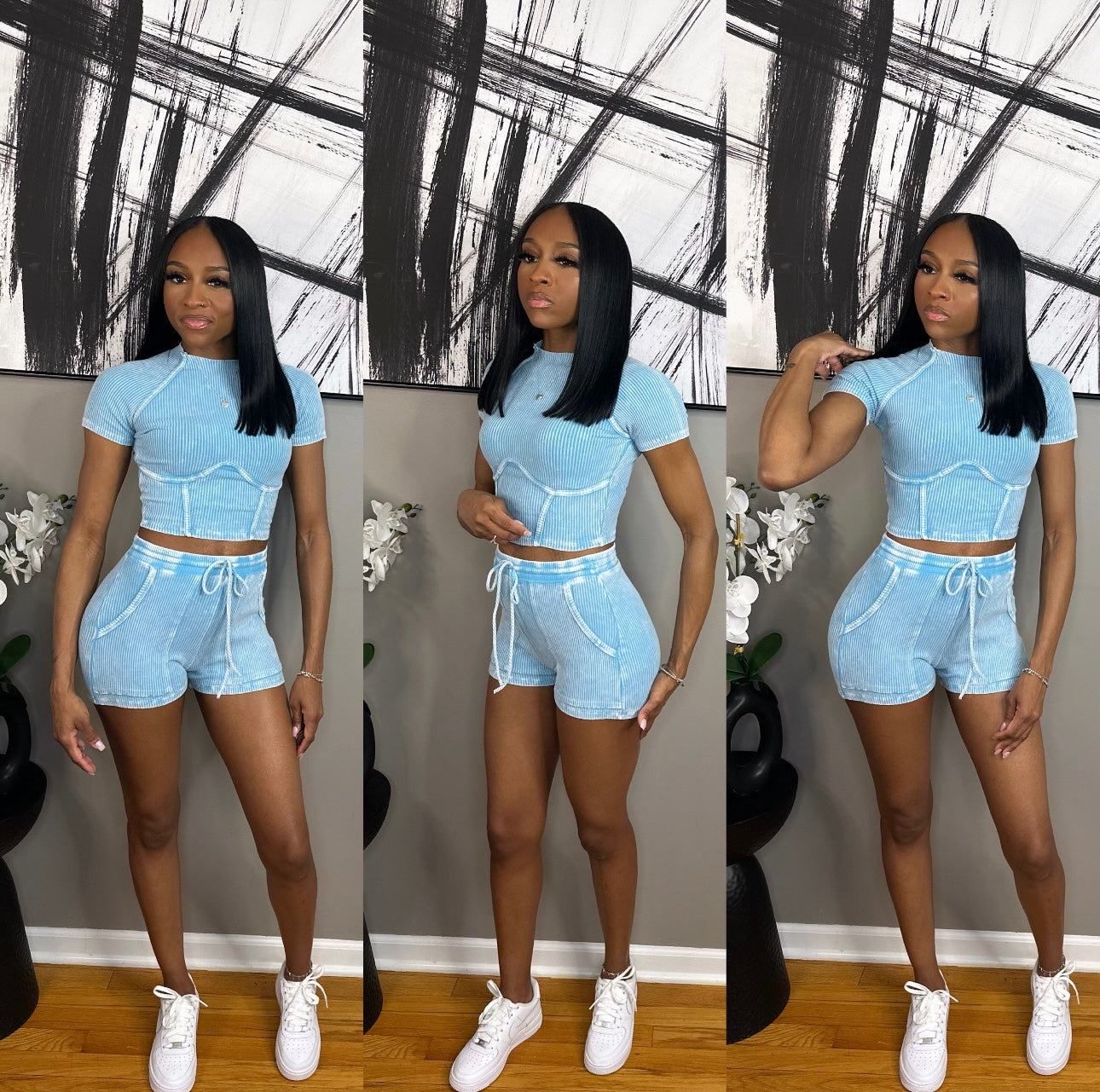 Baby Blue “Mena” Short Set