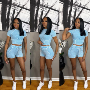 Baby Blue “Mena” Short Set