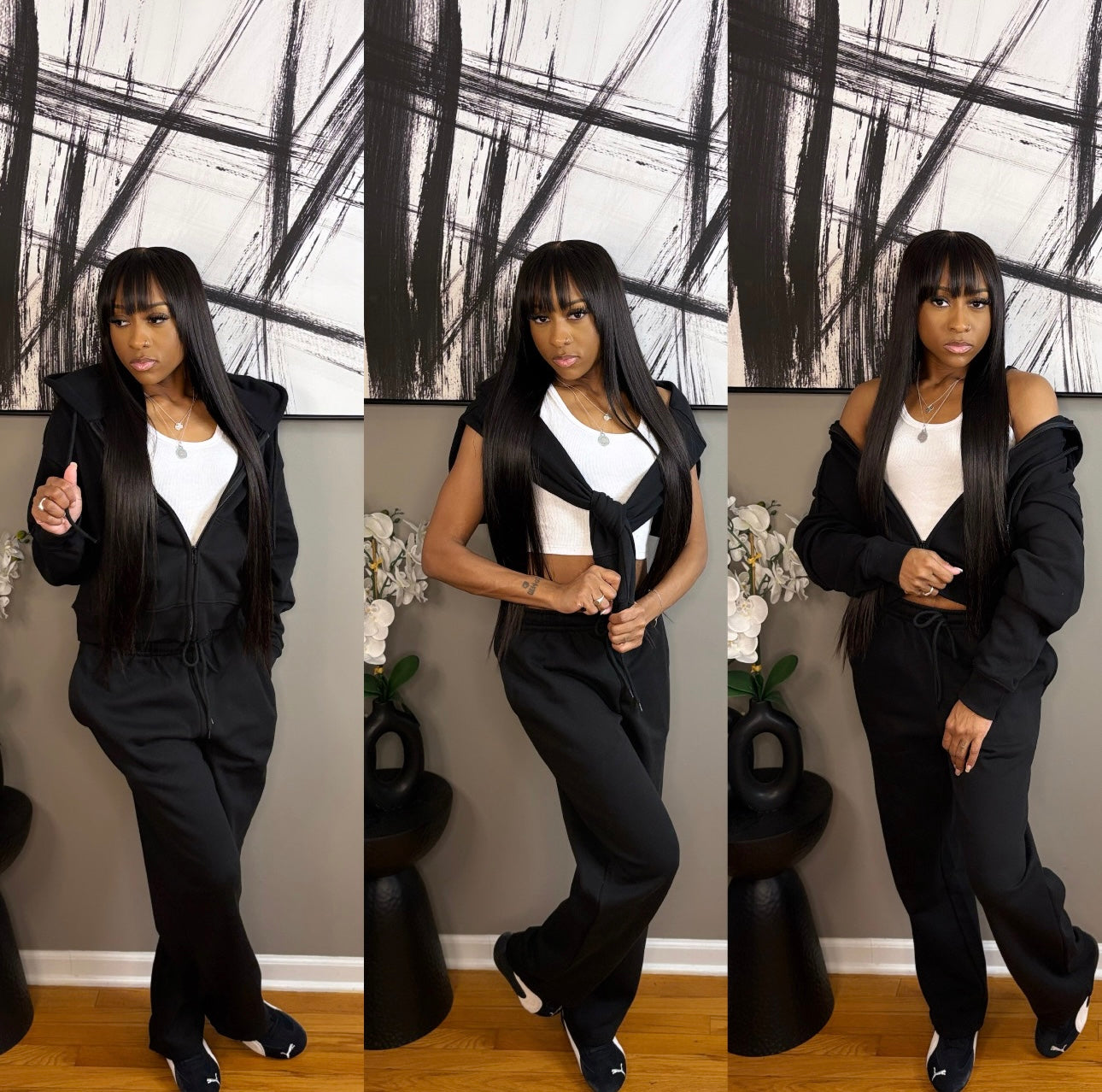 Black “Boyfriend” Jogger 3PC