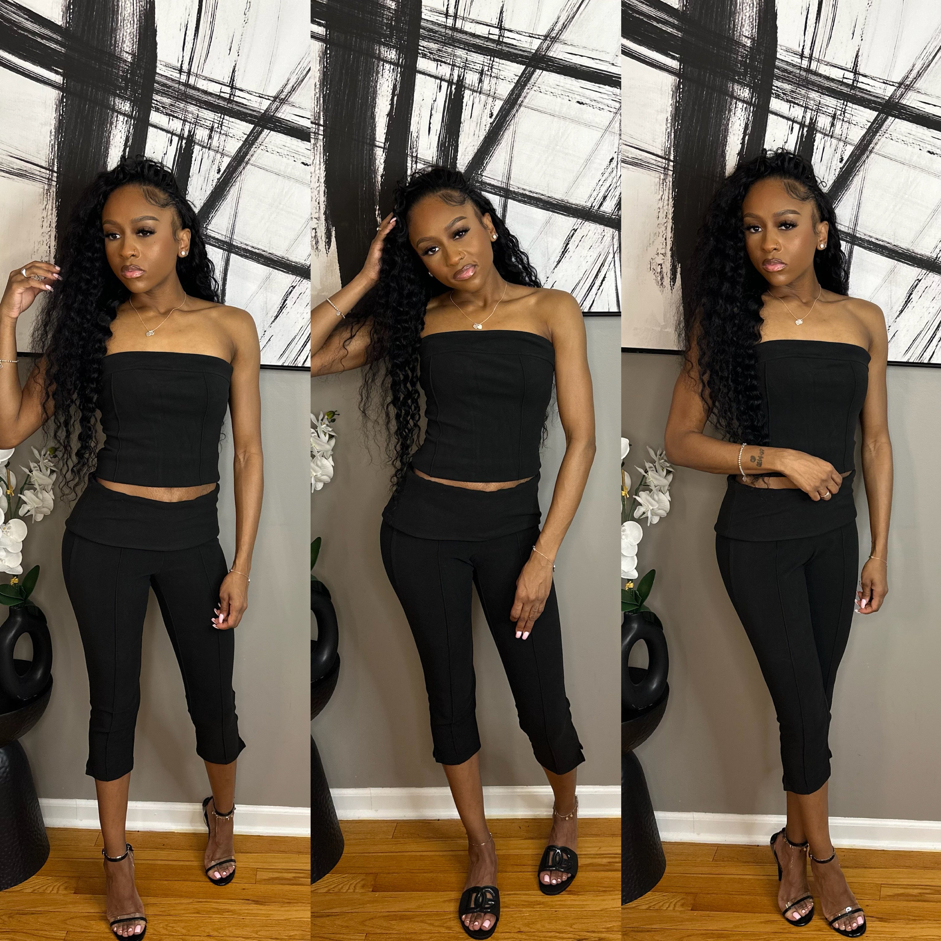 Black “Jane” Capri Set