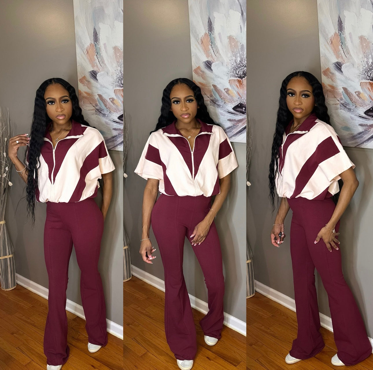 Maroon/Blush Pink “Fara” Jumper