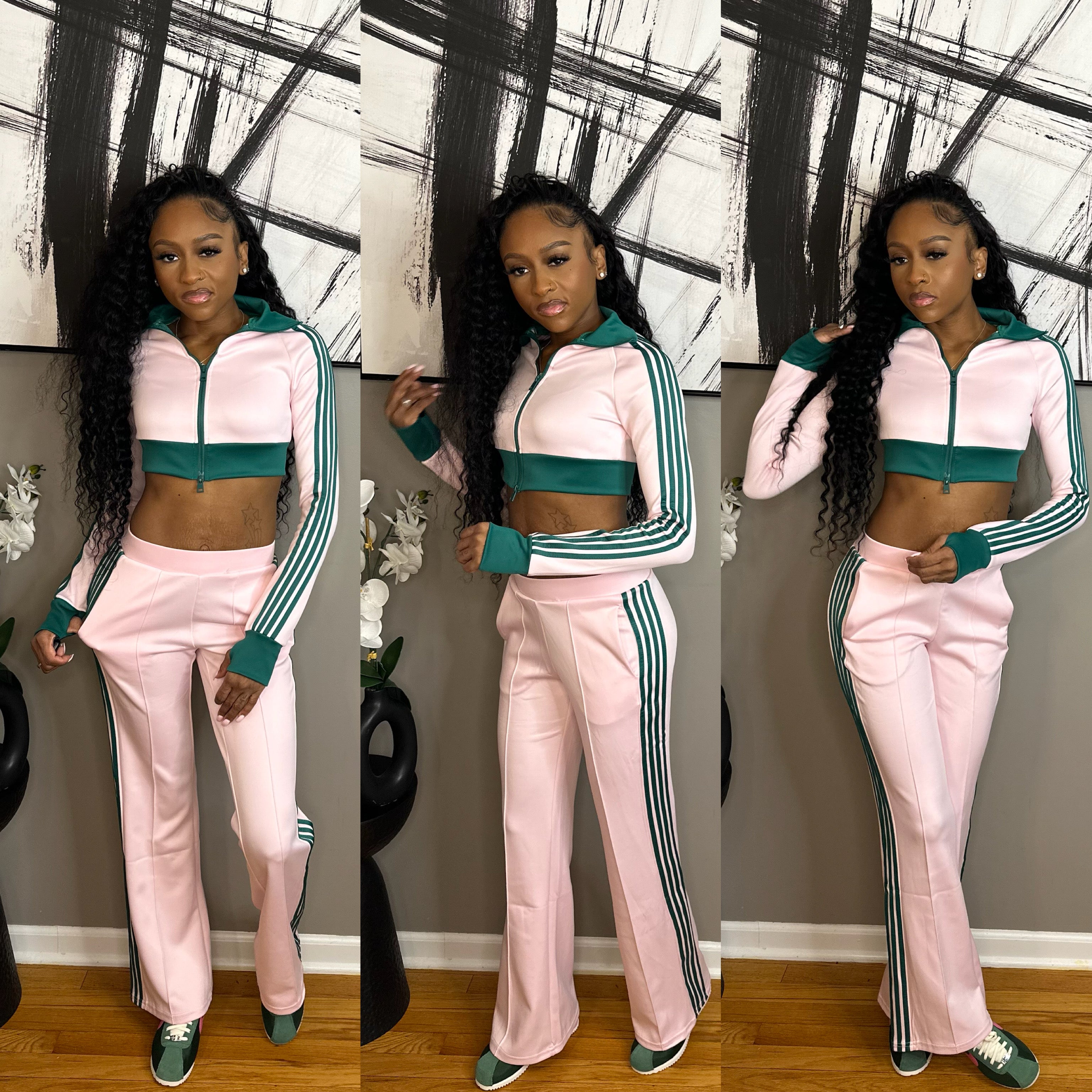 Pink/Green “Stripe” Set