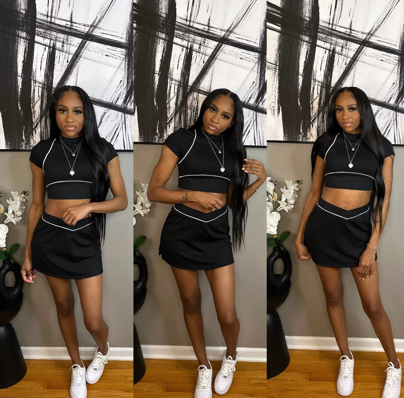 Black/White “GameOn” Skort Set