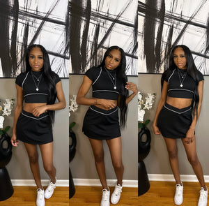Black/White “GameOn” Skort Set