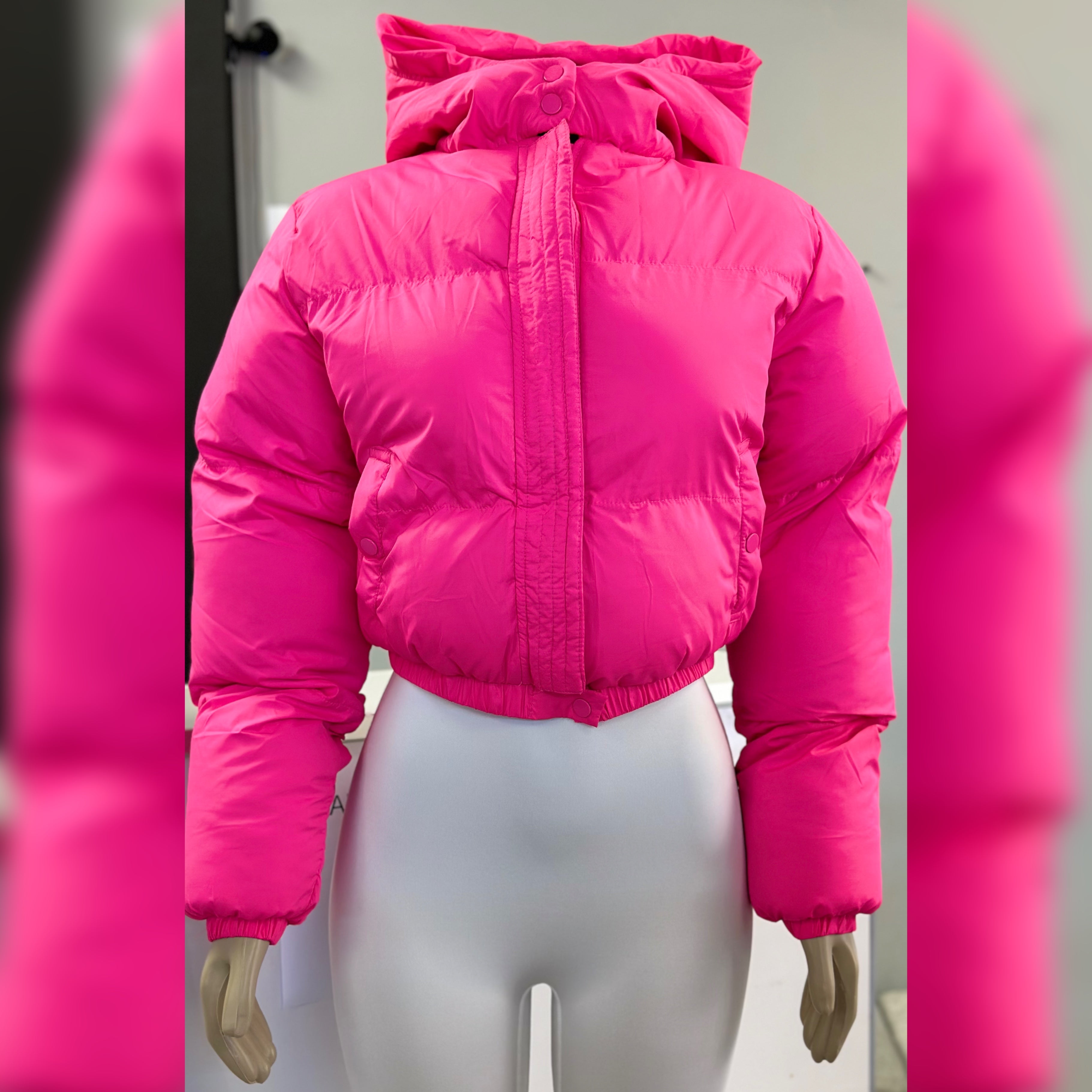 Pink Hooded Puffer Coat