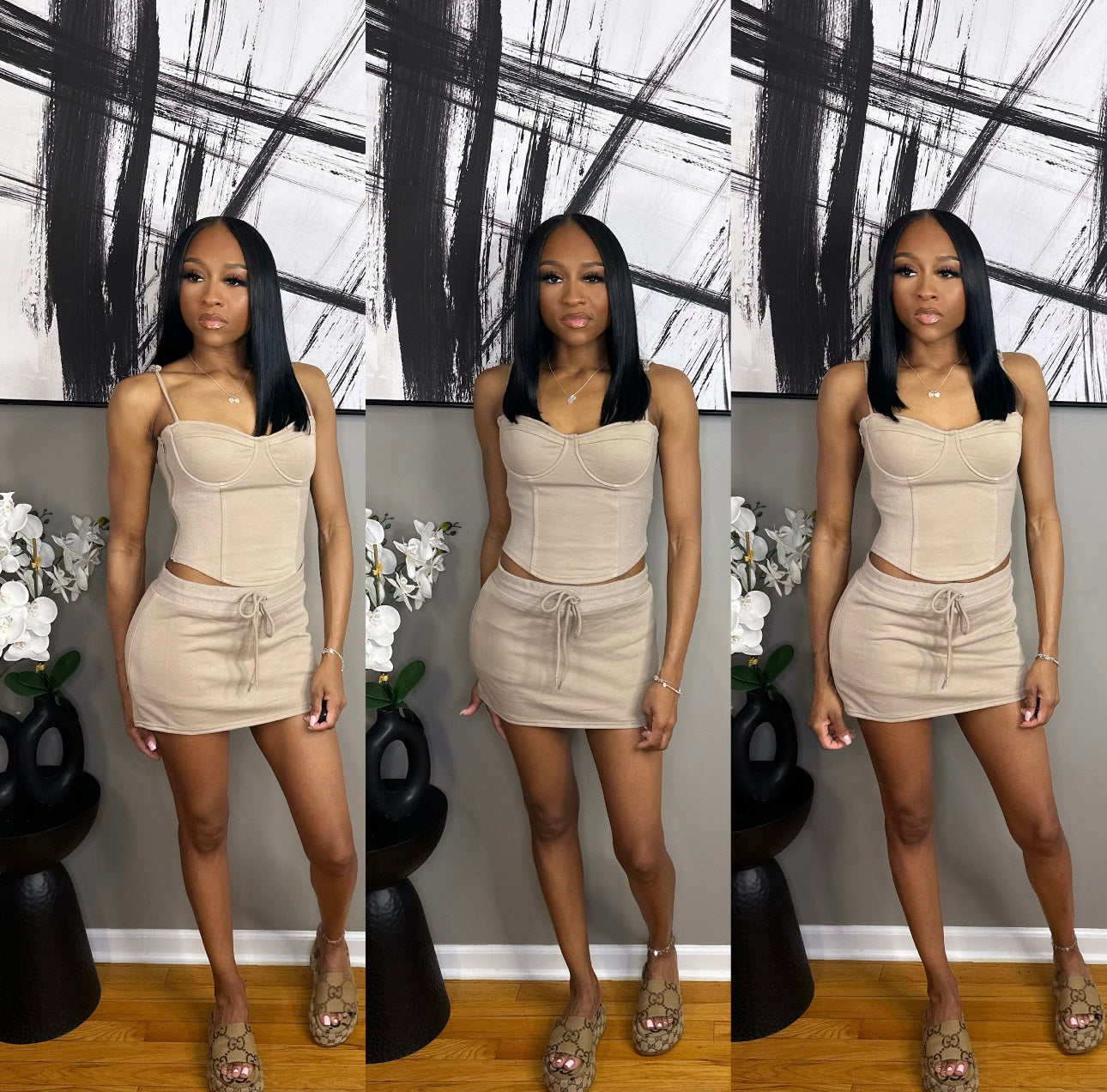 Ash Brown “Dani” Skirt set
