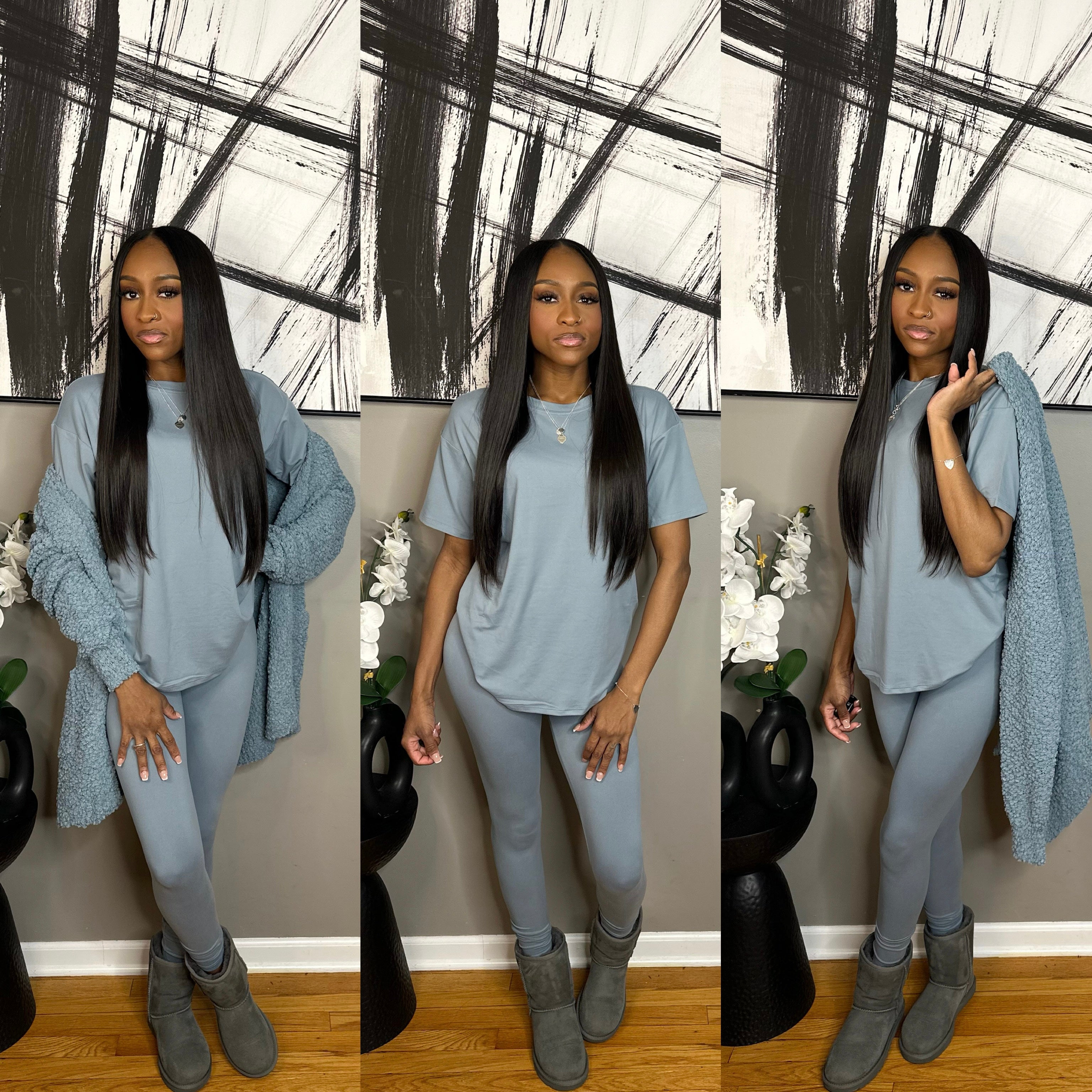 Blue Grey “Lux” 3PC Comfy Set