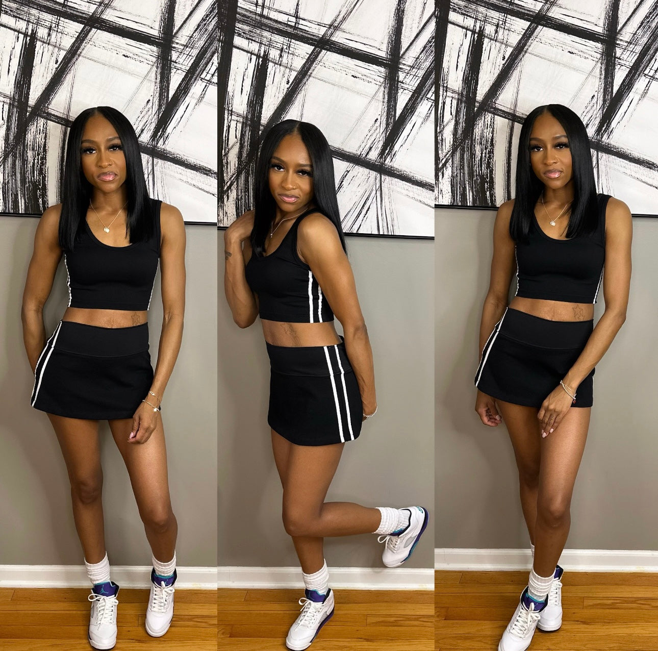 Black/White “Venus” Skort Set