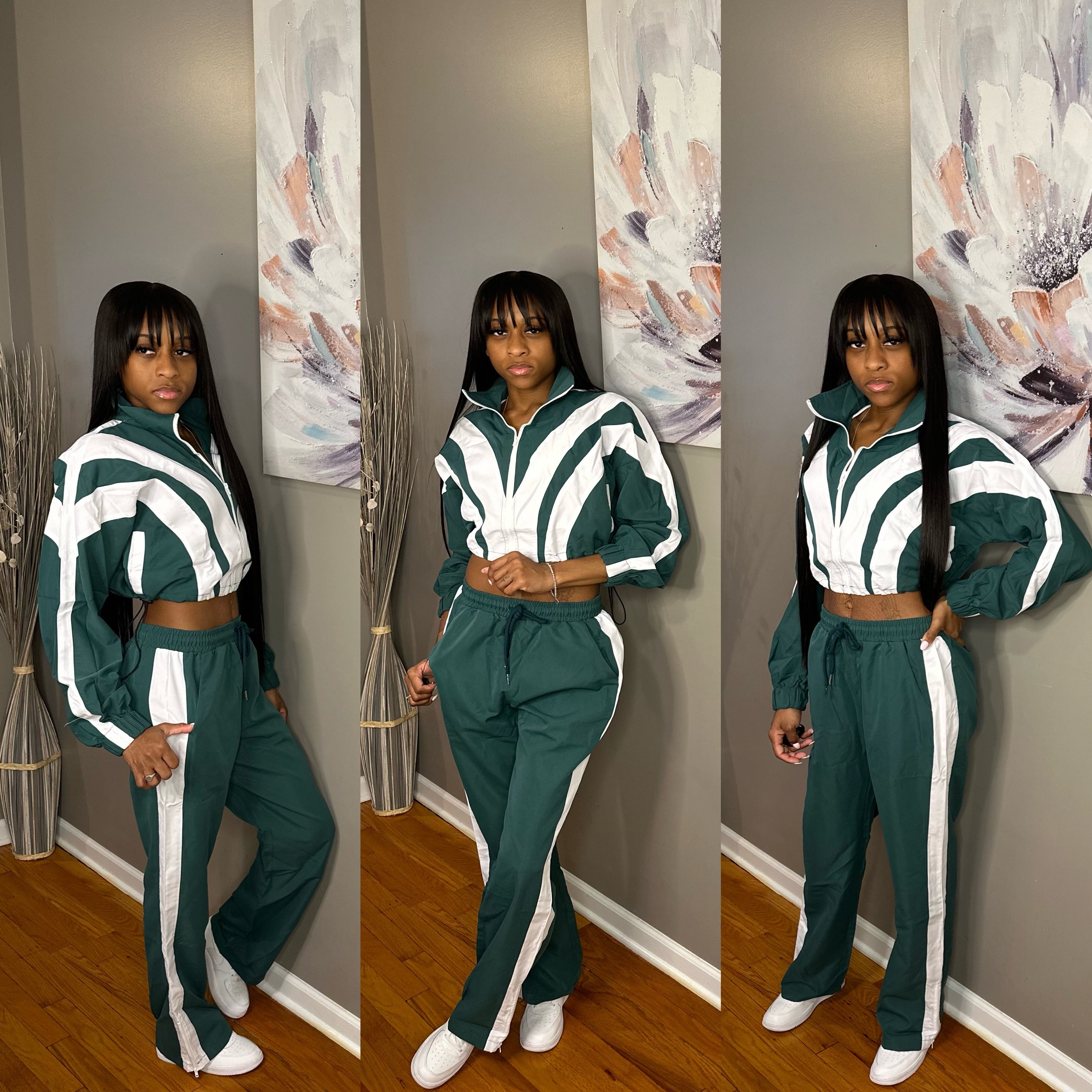 Green “Zena” Windbreaker Set