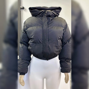 Black Hooded Puffer Coat