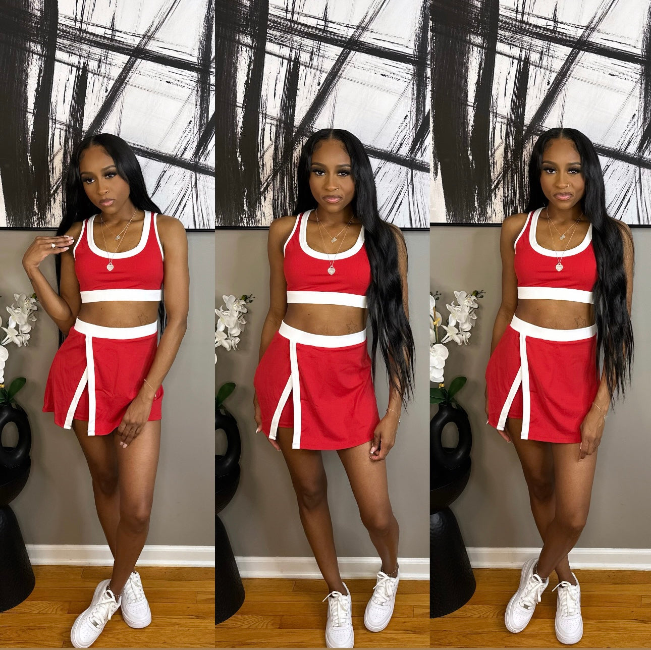 Red “Cheer” Skort Set