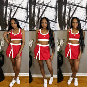 Red “Cheer” Skort Set