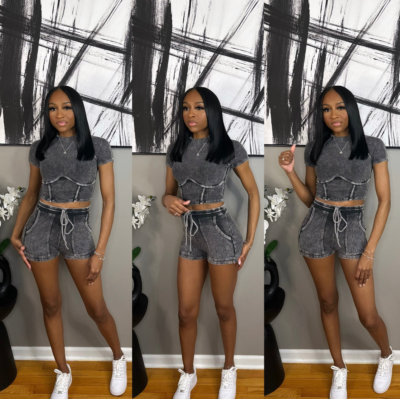 Black “Mena” Short Set