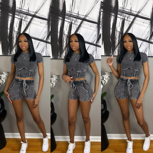 Black “Mena” Short Set