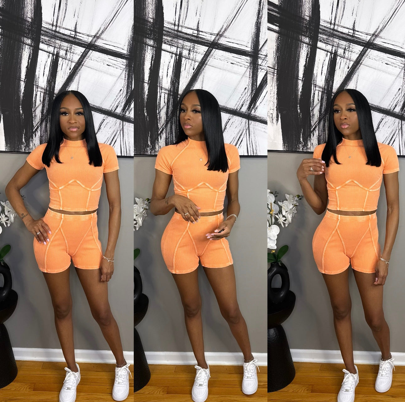 Orange “Mona” Short Set