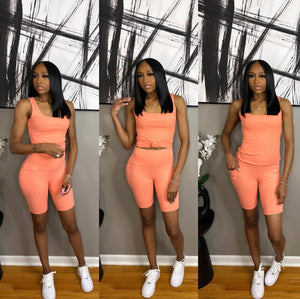 Coral Peach “Zena” Short Set